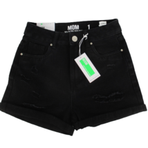 NWT Size 1 Distressed SWS MOM Shorts Black Wash Denim Ultra High Rise 5 ... - £14.72 GBP