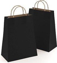 50 Pack Black Kraft Paper Shopping Bags 150 GSM 8&quot; x 4.75&quot; x 10.5&quot; /w Ha... - $25.18