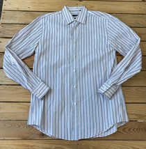 Hugo Boss Men’s Slim Fit Long Sleeve Button Up Shirt Size 16 Pink Blue Stripe i2 - £19.25 GBP