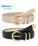 Women Leather Belts for Jeans Gold Buckle Ladies Leather Belt 2 Pack - €25,96 EUR