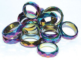 (set Of 50) Rainbow Magnetic Hematite Faceted Rings - $99.99