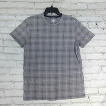 Hollister T Shirt Mens Medium Blue Plaid Short Sleeve 100% Cotton - £12.78 GBP