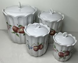Vintage Jay Import 4 Canister’s Coordinates Ceramic Fruits Preloved - $113.80
