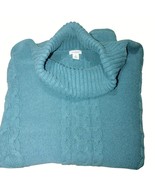 XL Sweater Teal L.L.Bean Womens  Cotton Cable Knit Turtleneck - $37.40