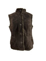 Eddie Bauer Womens Vest Size Small Brown Suede Leather Faux Fur Lined Wa... - $44.55