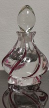 Old Vintage Perfume Bottle Heavy Hand Blown Clear Glass with Red - $27.69