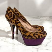 Betseyville Betsey Johnson Gracie Leopard Purple Platform Stiletto Heels 8 - $24.74