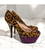 Betseyville Betsey Johnson Gracie Leopard Purple Platform Stiletto Heels 8 - $33.83 CAD