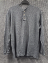 Farah Shirt Mens Medium Gray Pullover Sweater 3 Button Front Stretchy Knit - £16.92 GBP