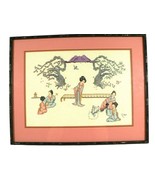 Japanese Geisha Garden Scene Vintage Cross Stitch Matted Framed Signed  Art - £58.66 GBP