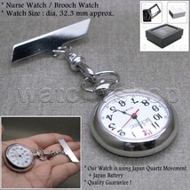 Nurse Watch Silver Color 32 MM Pocket Watch Pendant Watch Arabic Numbers Pin L25 - £15.79 GBP