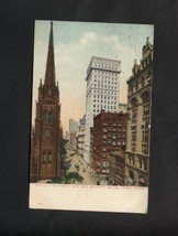 Vintage Postcard 1900s 1908 Trinity Church American Surety Building NY Linen  - $6.99