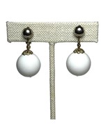 Vintage Clip-on White Ball Dangle Earrings - $9.90
