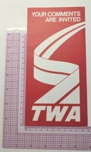 TWA Airlines You&#39;re Comments are Invited Questionnaire Unused 1970&#39;s PB202 - £10.15 GBP
