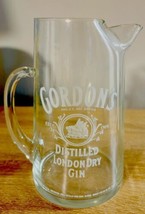 VINTAGE GORDON’S DISTILLED LONDON DRY GIN GLASS COCKTAIL PITCHER 7” - $10.66