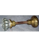 Antique Crystal Glass and Brass 2 Doorknob Set 12 Facet Glass Knob &amp; Bra... - $23.76