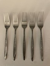 Vintage EKCO ETERNA MARY JANE Stainless Steel Flatware 5 Dinner Forks Korea - $27.49