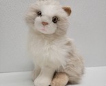 Jaag Kitty Cat 9&quot; White Cream Brown Fluffy Plush Golden Eyes - $39.50