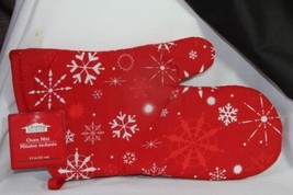 Oven Mitt (new) SNOWFLAKES - RED W/ SNOWFLAKES - 13&quot; - £6.38 GBP