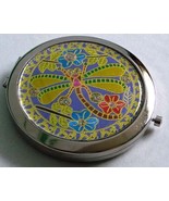 2 View Mirror FLYING DRAGONFLY &amp; FLOWERS BOHO Style Compact Make Up Mirr... - £11.79 GBP