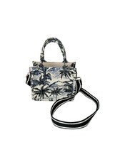 H&amp;M Mini Tote Jacquard Tote Palm Tree Leaf Tropical Bag Crossbody Strap ... - $25.00