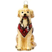 Yellow Lab with Vest and Leash Polish Glass Christmas Ornament - $65.32