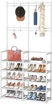 Coat And Shoe Rack With Five Tiers, Entryway Bench Storage Organizer, In... - £34.50 GBP