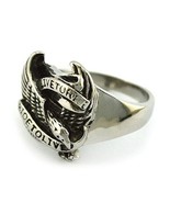 Stainless Steel Biker Eagle &#39;Live to Ride Ride to Live&#39; Ring 9 - £15.34 GBP