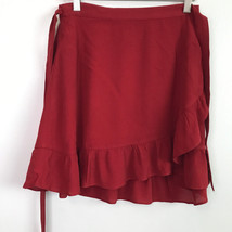 Sunday Best M Annely Skirt Red Red Ruffled Wrap Wrap Tie Belt Flirty Mini - £16.18 GBP