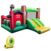 Farm Themed 6-in-1 Inflatable Castle with Trampoline and 735W Blower - Color: M - £291.12 GBP