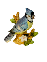 Blue Jay Figurine Lefton vtg bird bluejay miniature fine porcelain flower Japan - £23.70 GBP