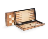 Bey Berk Lacquer Finished Brown Wood Backgammon &amp; Chess Set - $174.95