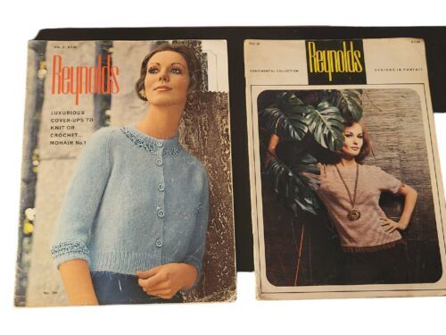 x2 Reynolds Designer Sweaters Vol 39 & 75 Magazines Knitting Pattern Book Vtg - $14.85