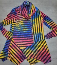 The pyramid collection large long sleeve tunic multi colored striped - $11.00