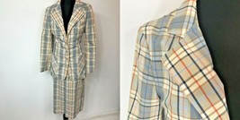 Vintage John Meyer Beige MultiColor Plaid size S Skirt Jacket Mother of Pearl SK - £15.80 GBP