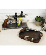 Rustic Western Cowboy Revolver Guns Belt Buckle Soap Dish And Toothbrush... - $43.73 CAD
