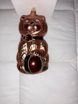 Kurt S. Adler Kringle Glass Christmas Ornament 5&quot; Glass Kitty Cat Boxed  - $31.19