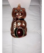 Kurt S. Adler Kringle Glass Christmas Ornament 5&quot; Glass Kitty Cat Boxed  - £24.47 GBP