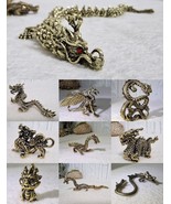 Brass Dragon Figurines Lot of 10 - Fantasy Golden Decor Collectibles Rar... - $93.68 CAD