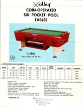 Six Pocket Pool Table Flyer Original Vintage Billiards Game Valley 775 875 975 - £18.58 GBP