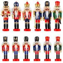 12 Pcs Christmas Nutcracker Ornament Small Wooden Nutcracker Soldier Hanging Dec - £26.77 GBP