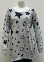 Women&#39;s Plus Printed Stars Long Sleeve Sweater Criss Cross Back Gray 3X New - $19.99