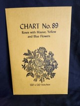 Vtg rare Babs Fuhrmann petit point Chart No. 89 Roses With Mauve Yellow ... - $22.49