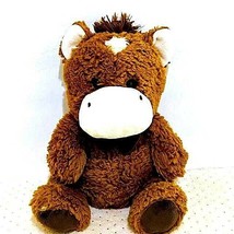 Horse Pony Plush Stuffed Animal Soft Toy Kellytoy Brown White with Bow 11 Inch - $6.79