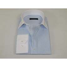 Men's Shirt MARCUZZI Turkey 100% Cotton Marc5 Blue Stripe White Collar and Cuffs image 3