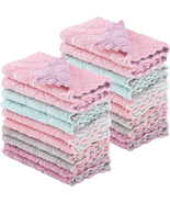 20 Pack Kitchen Dish Cloths Towels,Super Absorbent Coral Fleece Cloth No... - £6.64 GBP