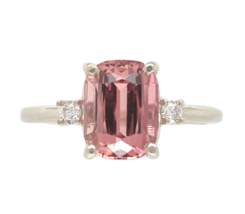 14k Gold 2.24ct Pink / Peach Genuine Natural Tourmaline Ring w/Diamonds ... - $1,652.31