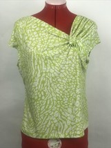 Hearts of Palm Green &amp; White Print Sleeveless Polyester Spandex Top Sz Petite M - £11.12 GBP