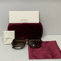 Woman’s Gucci sunglasses gg0884sa brown lenses gold square frame - £217.27 GBP