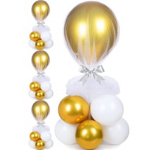 4 Set Table Centerpieces Balloons Stand Kit, Table Balloon Stand Holder With Tul - £28.46 GBP